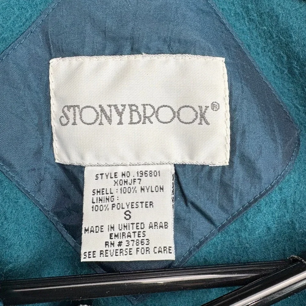 Vintage Stony Brook Mens Teal‎ Lightweight Nylon Windbreaker Jacket Size Small